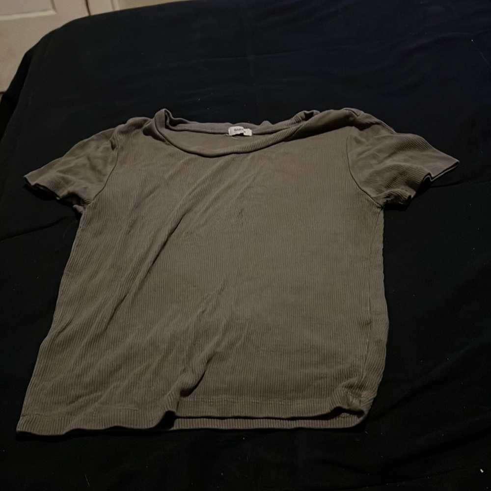 army green cropped top